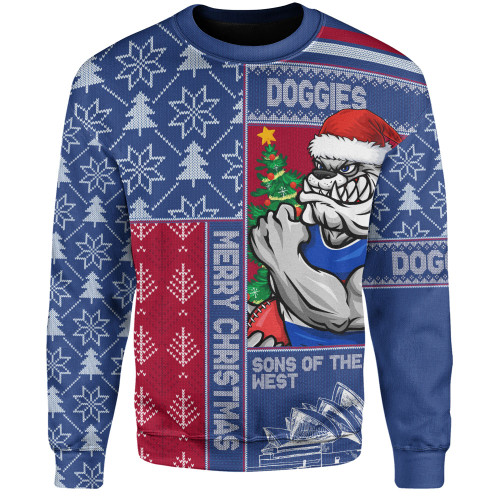 Western Bulldogs Sweatshirt Merry Christmas Knit Style Festive Spirit