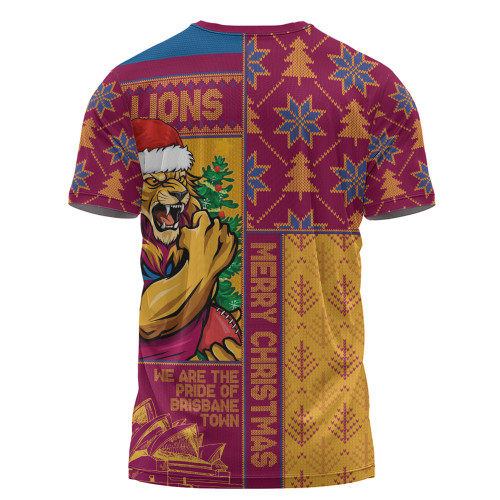 Brisbane Lions T-Shirt Merry Christmas Knit Style Festive Spirit