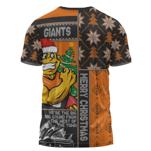 GWS GIANTS T-Shirt Merry Christmas Knit Style Festive Spirit GWS GIANTS T-Shirt Merry Christmas Knit Style Festive Spirit