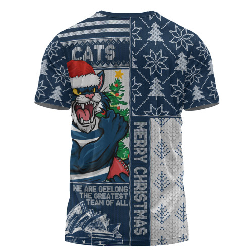 Geelong Cats T-Shirt Merry Christmas Knit Style Festive Spirit Geelong Cats T-Shirt Merry Christmas Knit Style Festive Spirit
