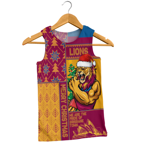 Brisbane Lions Men Singlet Merry Christmas Knit Style Festive Spirit