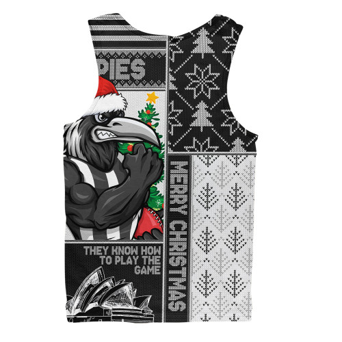 Collingwood Men Singlet Merry Christmas Knit Style Festive Spirit