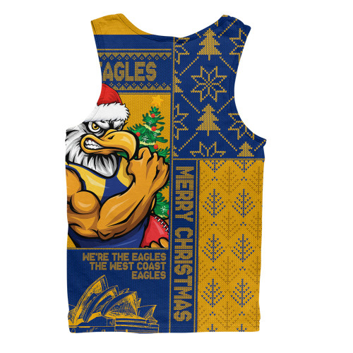 West Coast Eagles Men Singlet Merry Christmas Knit Style Festive Spirit