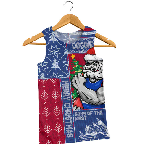 Western Bulldogs Men Singlet Merry Christmas Knit Style Festive Spirit
