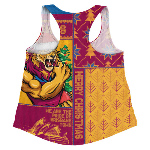 Brisbane Lions Women Racerback Singlet Merry Christmas Knit Style Festive Spirit