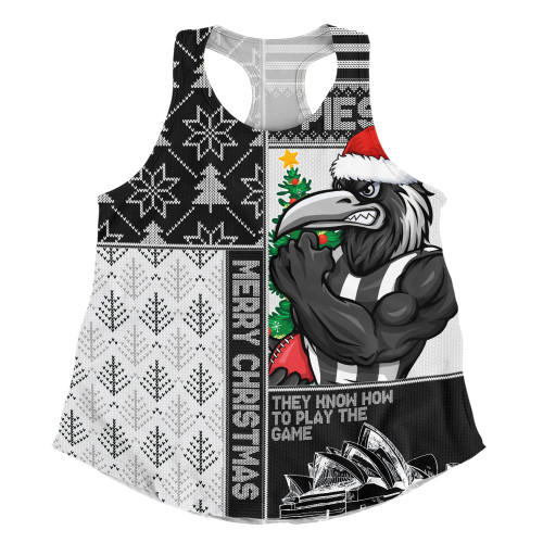 Collingwood Women Racerback Singlet Merry Christmas Knit Style Festive Spirit