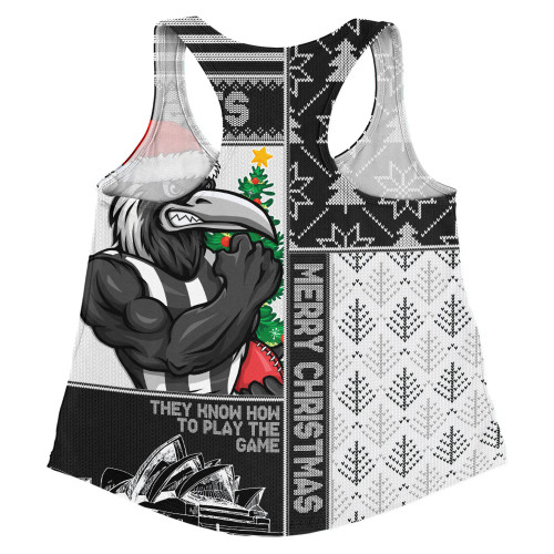 Collingwood Women Racerback Singlet Merry Christmas Knit Style Festive Spirit Collingwood Women Racerback Singlet Merry Christmas Knit Style Festive Spirit