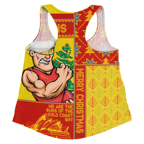 Gold Coast SUNS Women Racerback Singlet Merry Christmas Knit Style Festive Spirit Gold Coast SUNS Women Racerback Singlet Merry Christmas Knit Style Festive Spirit