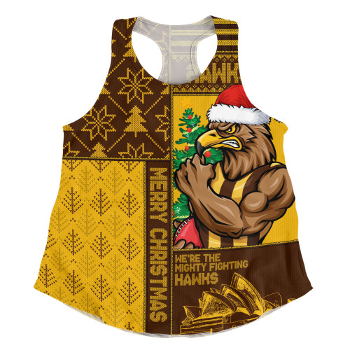 Hawthorn Women Racerback Singlet Merry Christmas Knit Style Festive Spirit