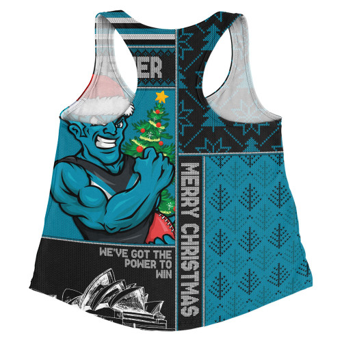Port Adelaide Women Racerback Singlet Merry Christmas Knit Style Festive Spirit