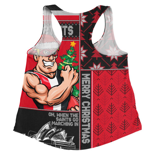 St Kilda Women Racerback Singlet Merry Christmas Knit Style Festive Spirit