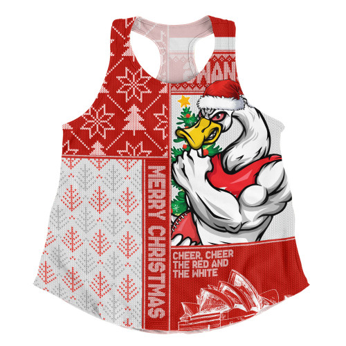Sydney Swans Women Racerback Singlet Merry Christmas Knit Style Festive Spirit