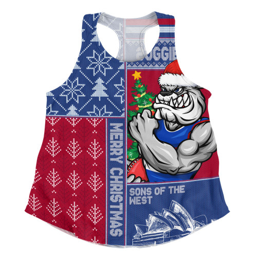 Western Bulldogs Women Racerback Singlet Merry Christmas Knit Style Festive Spirit Western Bulldogs Women Racerback Singlet Merry Christmas Knit Style Festive Spirit