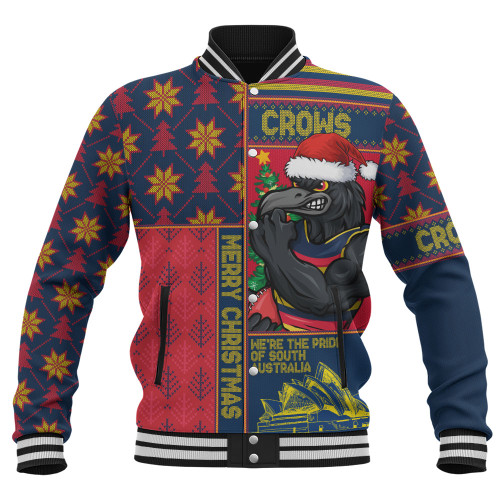 Adelaide Crows Baseball Jacket Merry Christmas Knit Style Festive Spirit