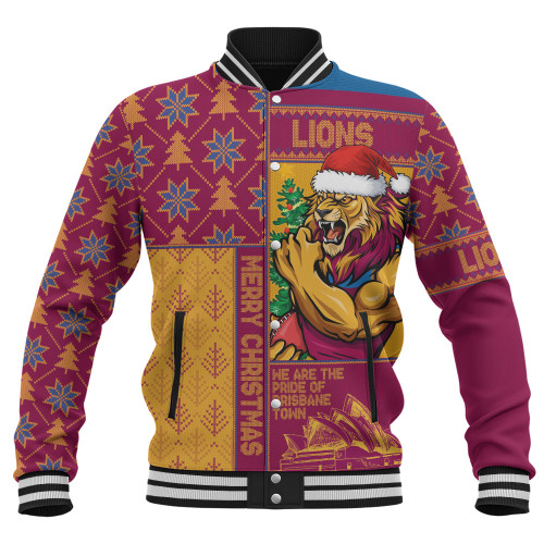 Brisbane Lions Baseball Jacket Merry Christmas Knit Style Festive Spirit