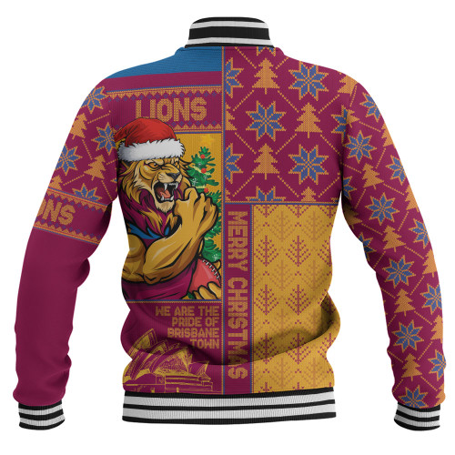 Brisbane Lions Baseball Jacket Merry Christmas Knit Style Festive Spirit