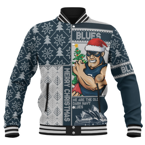 Carlton Baseball Jacket Merry Christmas Knit Style Festive Spirit