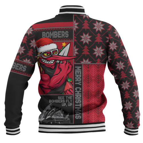 Essendon Baseball Jacket Merry Christmas Knit Style Festive Spirit Essendon Baseball Jacket Merry Christmas Knit Style Festive Spirit