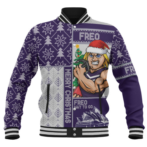 Fremantle Baseball Jacket Merry Christmas Knit Style Festive Spirit