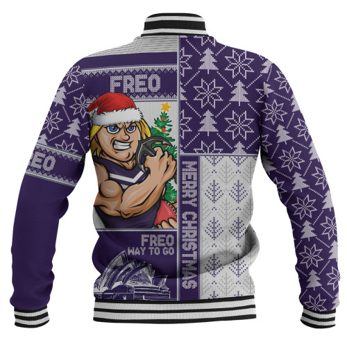 Fremantle Baseball Jacket Merry Christmas Knit Style Festive Spirit Fremantle Baseball Jacket Merry Christmas Knit Style Festive Spirit