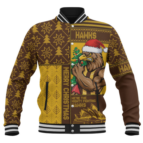 Hawthorn Baseball Jacket Merry Christmas Knit Style Festive Spirit