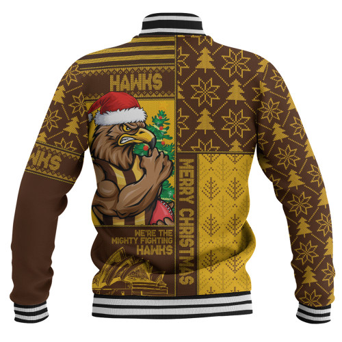 Hawthorn Baseball Jacket Merry Christmas Knit Style Festive Spirit