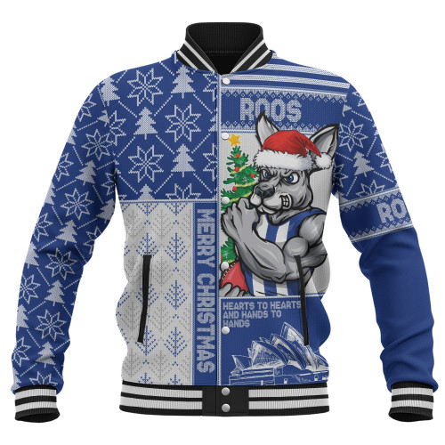North Melbourne Baseball Jacket Merry Christmas Knit Style Festive Spirit