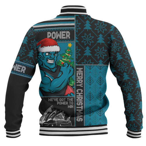 Port Adelaide Baseball Jacket Merry Christmas Knit Style Festive Spirit