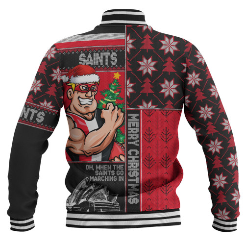 St Kilda Baseball Jacket Merry Christmas Knit Style Festive Spirit
