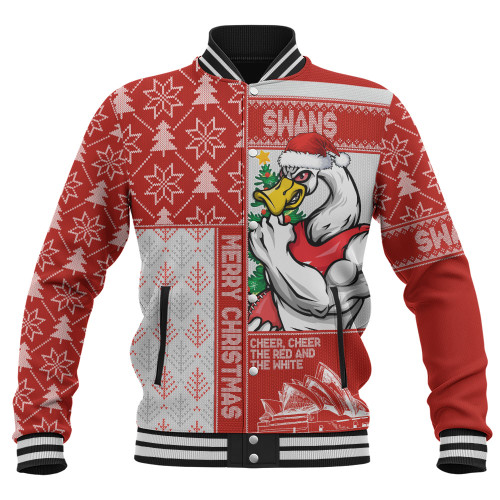 Sydney Swans Baseball Jacket Merry Christmas Knit Style Festive Spirit
