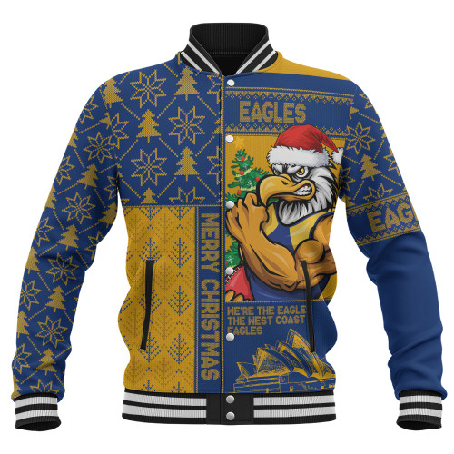 West Coast Eagles Baseball Jacket Merry Christmas Knit Style Festive Spirit