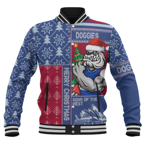 Western Bulldogs Baseball Jacket Merry Christmas Knit Style Festive Spirit