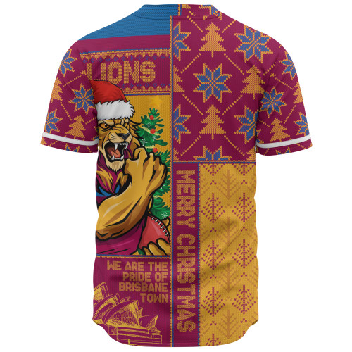 Brisbane Lions Baseball Shirt Merry Christmas Knit Style Festive Spirit