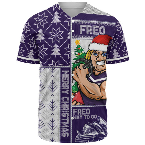 Fremantle Baseball Shirt Merry Christmas Knit Style Festive Spirit