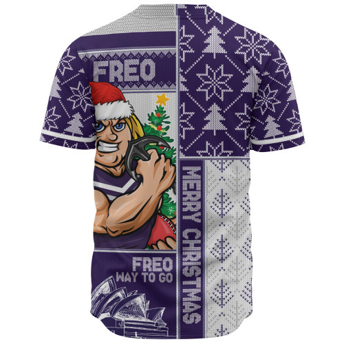 Fremantle Baseball Shirt Merry Christmas Knit Style Festive Spirit Fremantle Baseball Shirt Merry Christmas Knit Style Festive Spirit