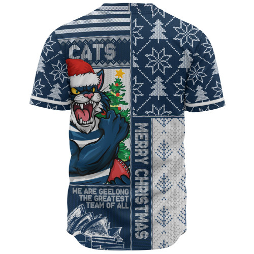 Geelong Cats Baseball Shirt Merry Christmas Knit Style Festive Spirit Geelong Cats Baseball Shirt Merry Christmas Knit Style Festive Spirit