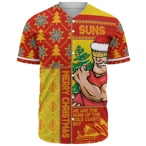 Gold Coast SUNS Baseball Shirt Merry Christmas Knit Style Festive Spirit