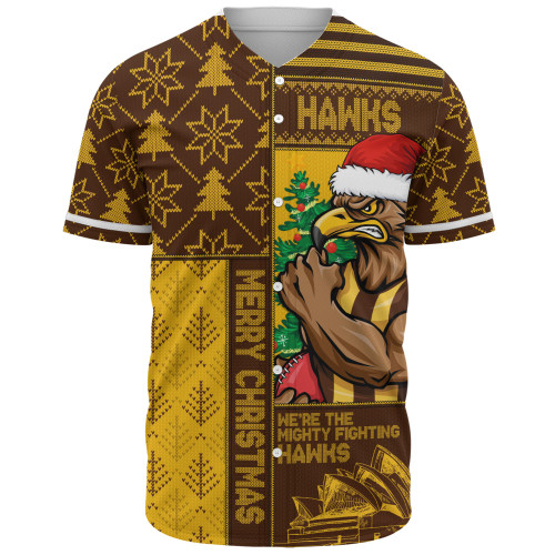 Hawthorn Baseball Shirt Merry Christmas Knit Style Festive Spirit