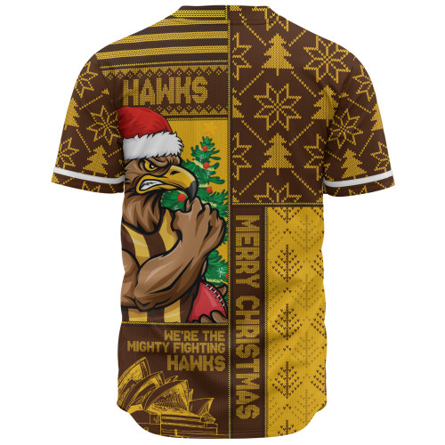 Hawthorn Baseball Shirt Merry Christmas Knit Style Festive Spirit