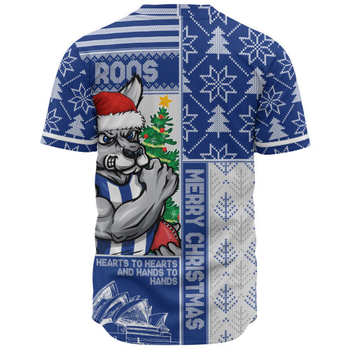 North Melbourne Baseball Shirt Merry Christmas Knit Style Festive Spirit