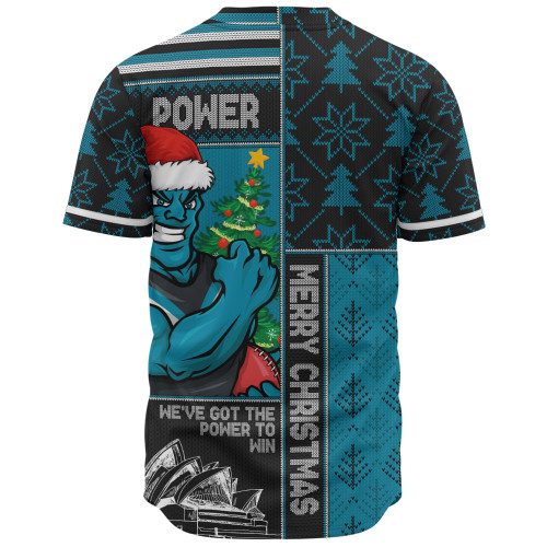 Port Adelaide Baseball Shirt Merry Christmas Knit Style Festive Spirit Port Adelaide Baseball Shirt Merry Christmas Knit Style Festive Spirit