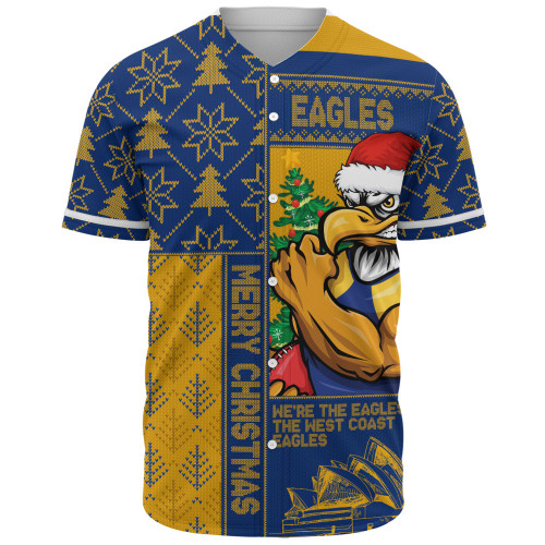 West Coast Eagles Baseball Shirt Merry Christmas Knit Style Festive Spirit