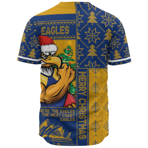 West Coast Eagles Baseball Shirt Merry Christmas Knit Style Festive Spirit