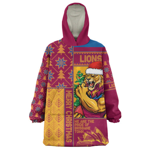 Brisbane Lions Snug Hoodie Merry Christmas Knit Style Festive Spirit