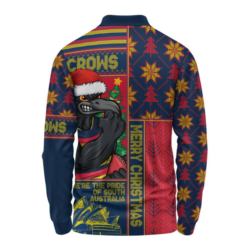 Adelaide Crows Long Sleeve Polo Shirt Merry Christmas Knit Style Festive Spirit Adelaide Crows Long Sleeve Polo Shirt Merry Christmas Knit Style Festive Spirit