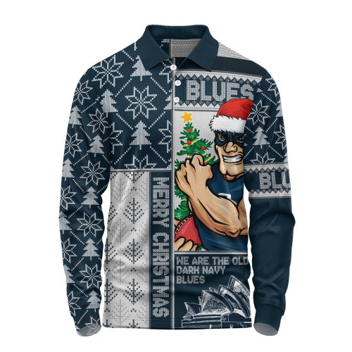 Carlton Long Sleeve Polo Shirt Merry Christmas Knit Style Festive Spirit