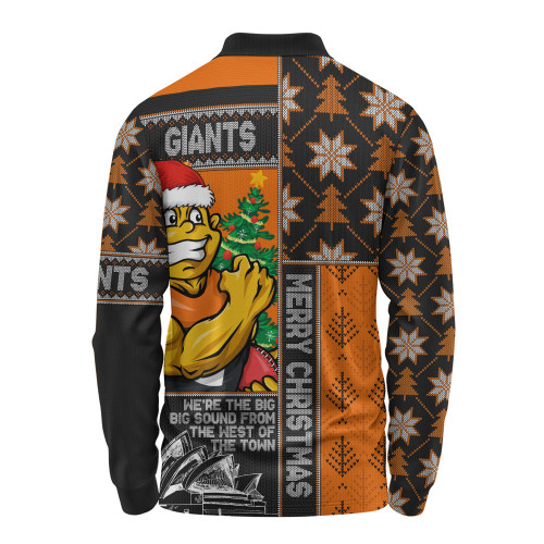GWS GIANTS Long Sleeve Polo Shirt Merry Christmas Knit Style Festive Spirit GWS GIANTS Long Sleeve Polo Shirt Merry Christmas Knit Style Festive Spirit