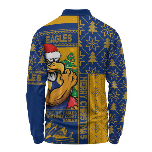 West Coast Eagles Long Sleeve Polo Shirt Merry Christmas Knit Style Festive Spirit West Coast Eagles Long Sleeve Polo Shirt Merry Christmas Knit Style Festive Spirit
