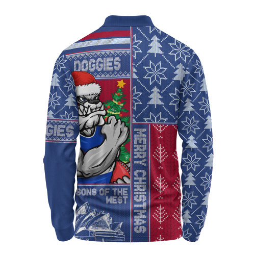 Western Bulldogs Long Sleeve Polo Shirt Merry Christmas Knit Style Festive Spirit Western Bulldogs Long Sleeve Polo Shirt Merry Christmas Knit Style Festive Spirit