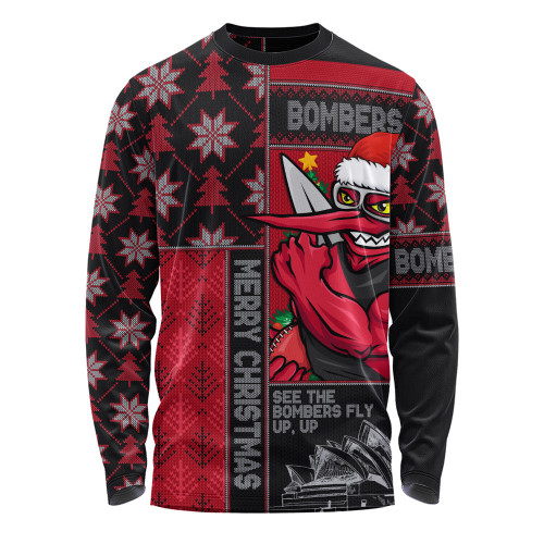 Essendon Long Sleeve T-shirt Merry Christmas Knit Style Festive Spirit